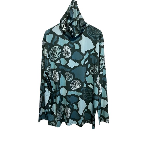 NWOT Dri-Fit Hoodie Opihi Hawaiian Islands Teal Long Sleeve 2XL - Picture 2 of 7